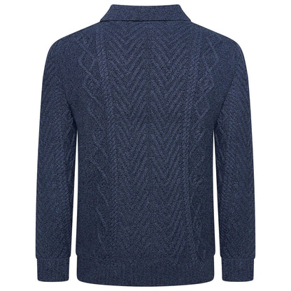 Crew Clothing Company Cable Knit Button Neck Jumper Recycled Cotton - QHA UK