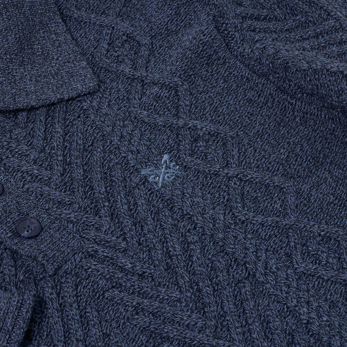 Crew Clothing Company Cable Knit Button Neck Jumper Recycled Cotton - QHA UK