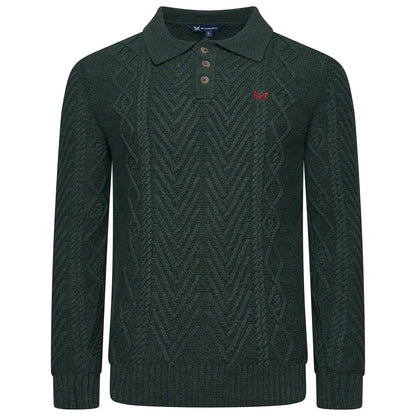 Crew Clothing Company Cable Knit Button Neck Jumper Recycled Cotton - QHA UK