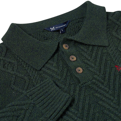Crew Clothing Company Cable Knit Button Neck Jumper Recycled Cotton - QHA UK