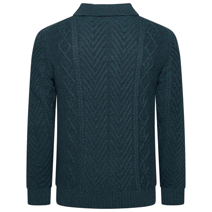 Crew Clothing Company Cable Knit Button Neck Jumper Recycled Cotton - QHA UK