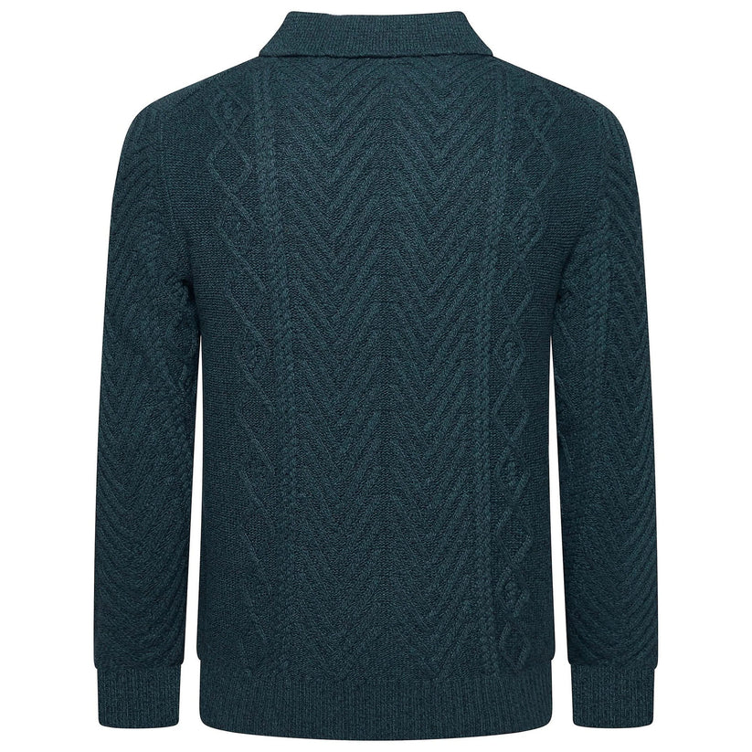 Crew Clothing Company Cable Knit Button Neck Jumper Recycled Cotton - QHA UK