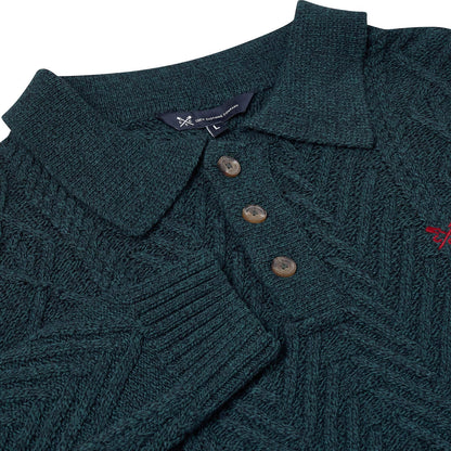 Crew Clothing Company Cable Knit Button Neck Jumper Recycled Cotton - QHA UK