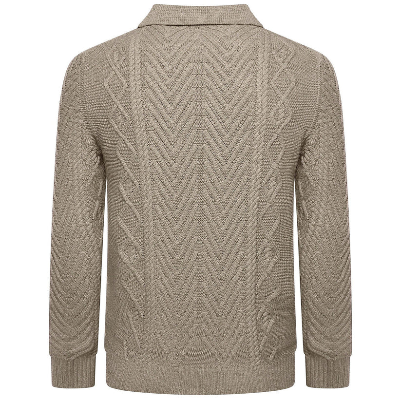 Crew Clothing Company Cable Knit Button Neck Jumper Recycled Cotton - QHA UK