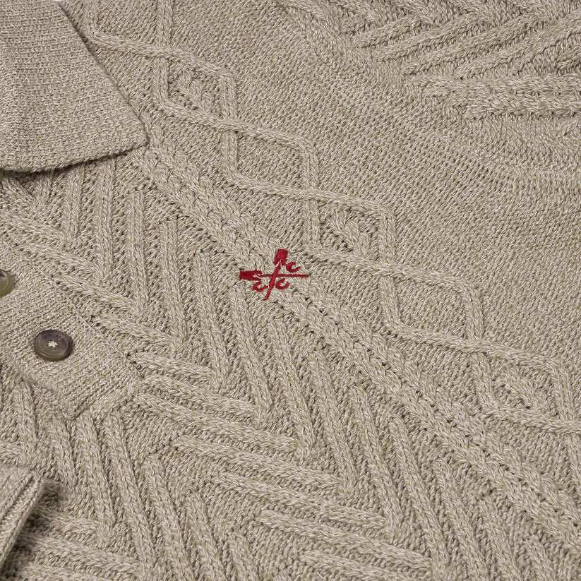 Crew Clothing Company Cable Knit Button Neck Jumper Recycled Cotton - QHA UK