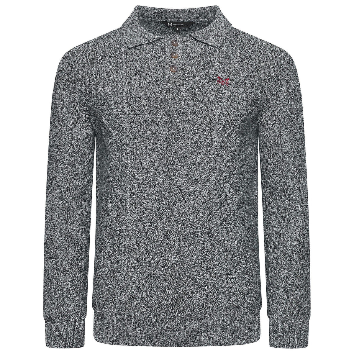 Crew Clothing Company Cable Knit Button Neck Jumper Recycled Cotton - QHA UK