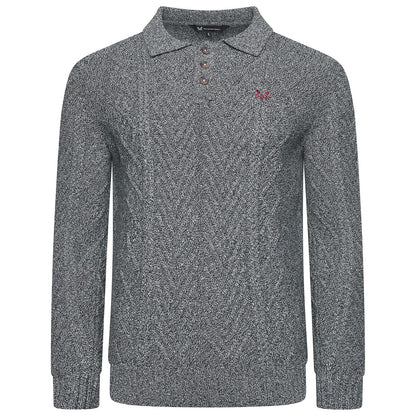 Crew Clothing Company Cable Knit Button Neck Jumper Recycled Cotton - QHA UK