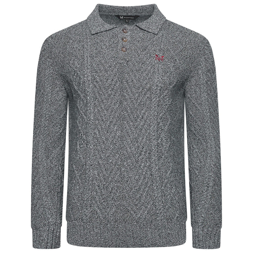 Crew Clothing Company Cable Knit Button Neck Jumper Recycled Cotton - QHA UK
