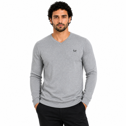 Crew Clothing Mens V Neck Jumper Cotton Knit Sweater Casual Regular Fi - QHA UK