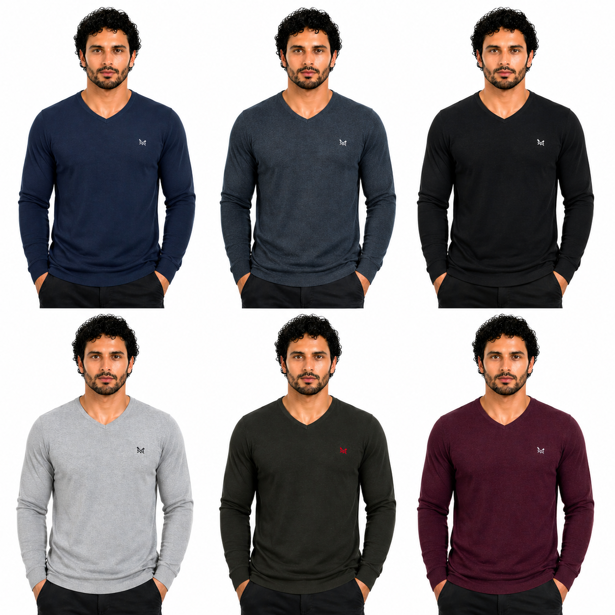 Crew Clothing Mens V Neck Jumper Cotton Knit Sweater Casual Regular Fi - Collar Detail - QHA UK
