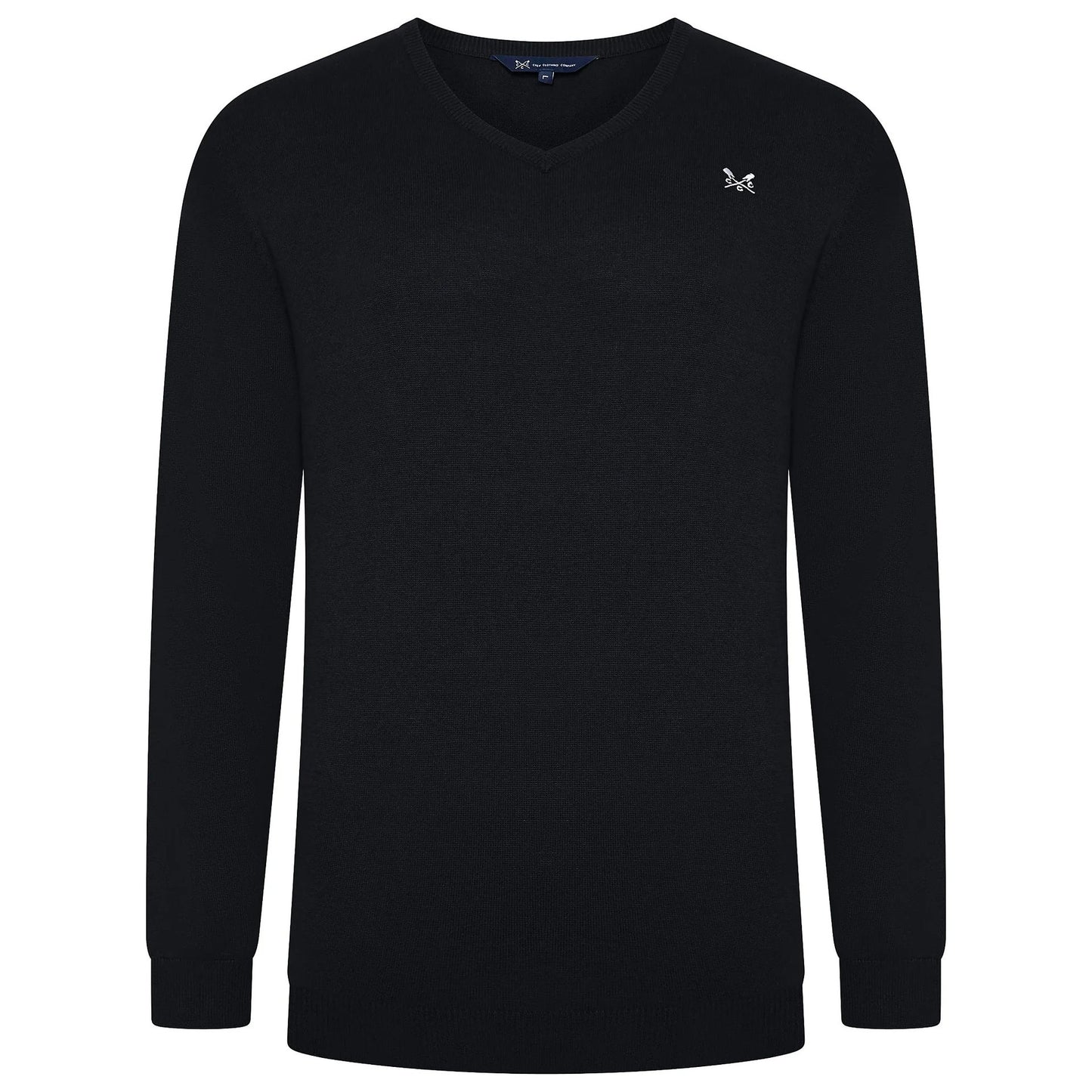 Crew Clothing Mens V Neck Jumper Cotton Knit Sweater Casual Regular Fi - Collar Detail - QHA UK