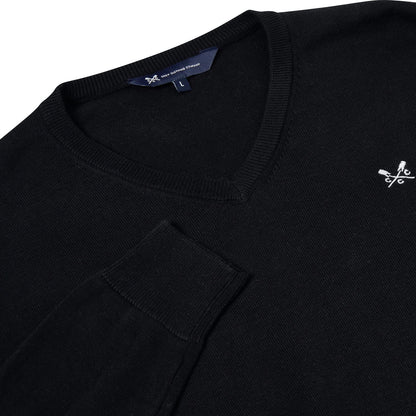 Crew Clothing Mens V Neck Jumper Cotton Knit Sweater Casual Regular Fi - Collar Detail - QHA UK
