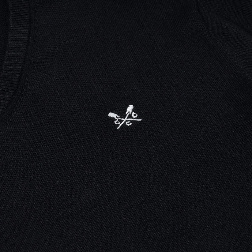Crew Clothing Mens V Neck Jumper Cotton Knit Sweater Casual Regular Fi - Collar Detail - QHA UK