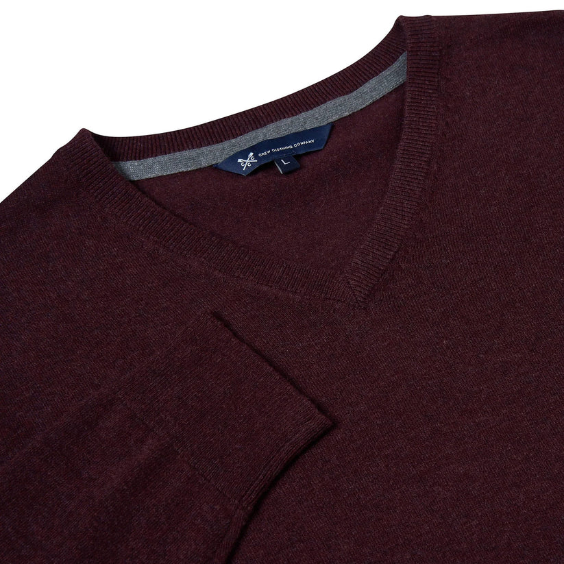 Crew Clothing Mens V Neck Jumper Cotton Knit Sweater Casual Regular Fi - Collar Detail - QHA UK