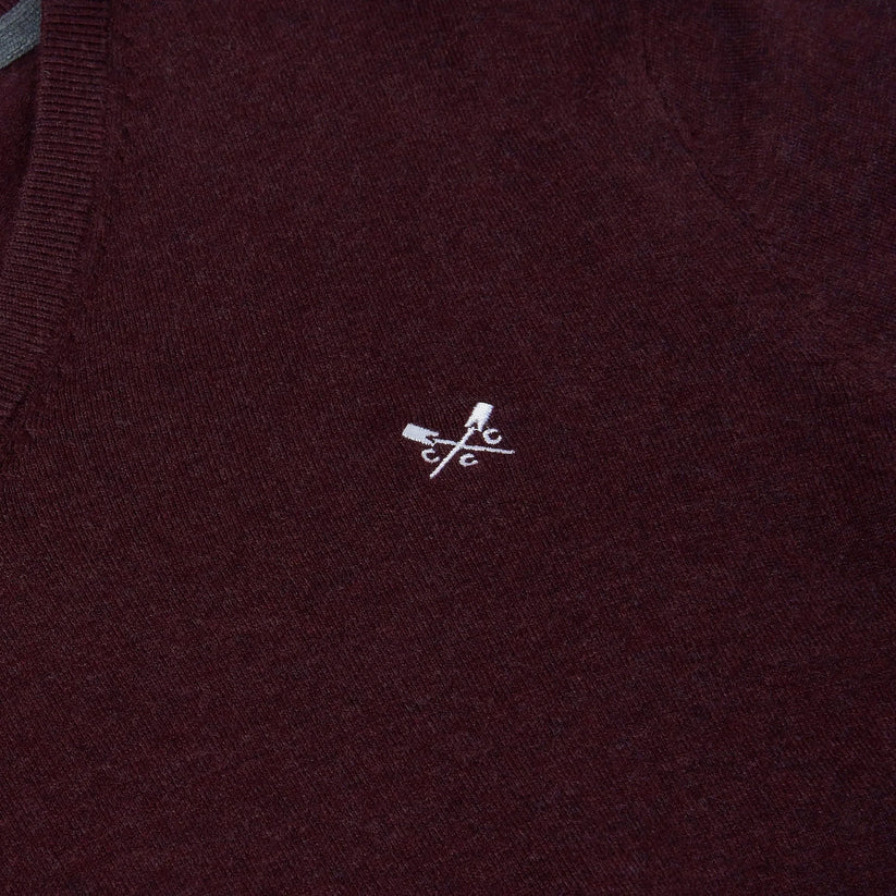 Crew Clothing Mens V Neck Jumper Cotton Knit Sweater Casual Regular Fi - Collar Detail - QHA UK
