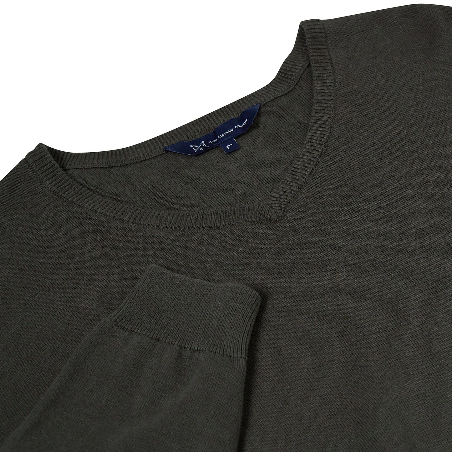 Crew Clothing Mens V Neck Jumper Cotton Knit Sweater Casual Regular Fi - Collar Detail - QHA UK