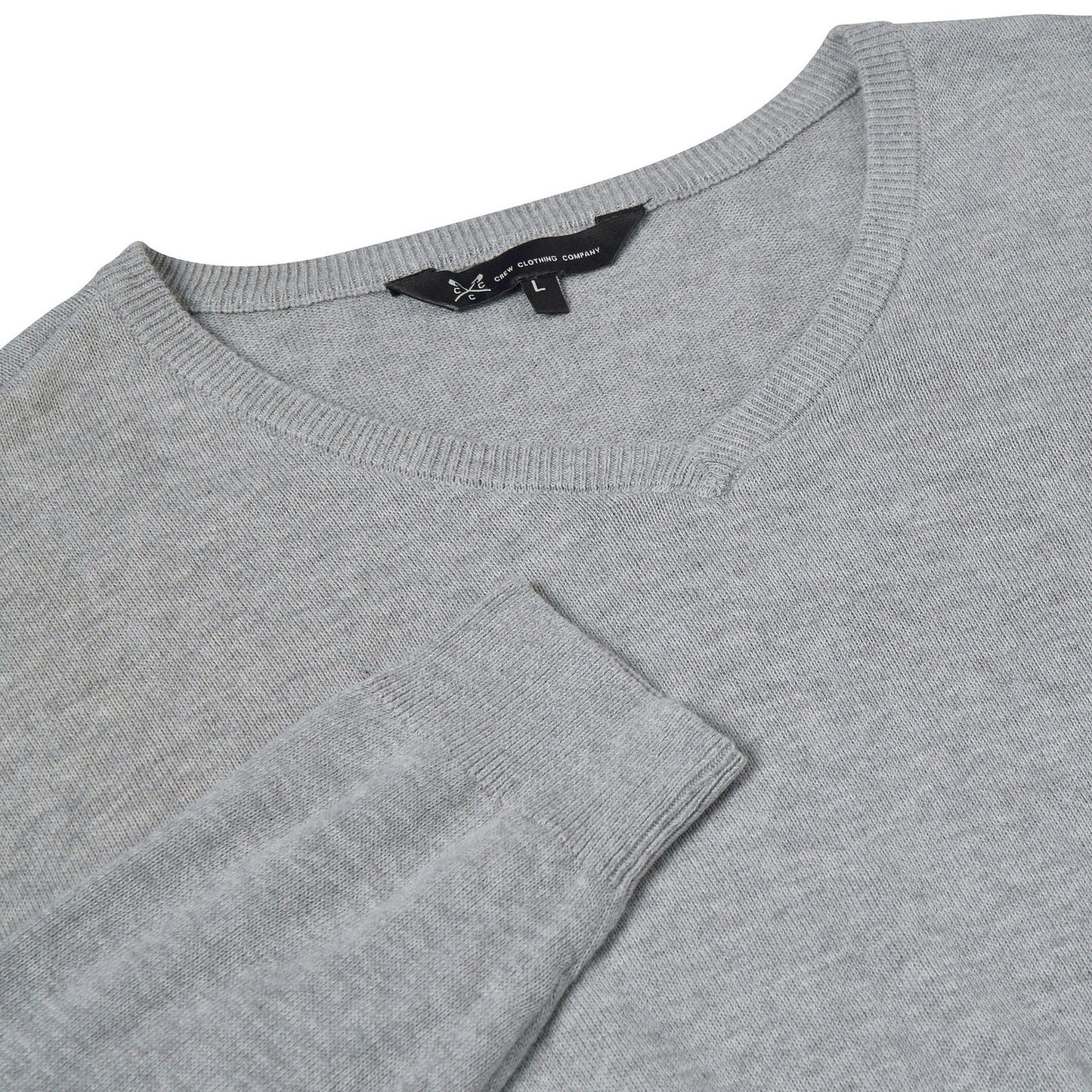 Crew Clothing Mens V Neck Jumper Cotton Knit Sweater Casual Regular Fi - Collar Detail - QHA UK