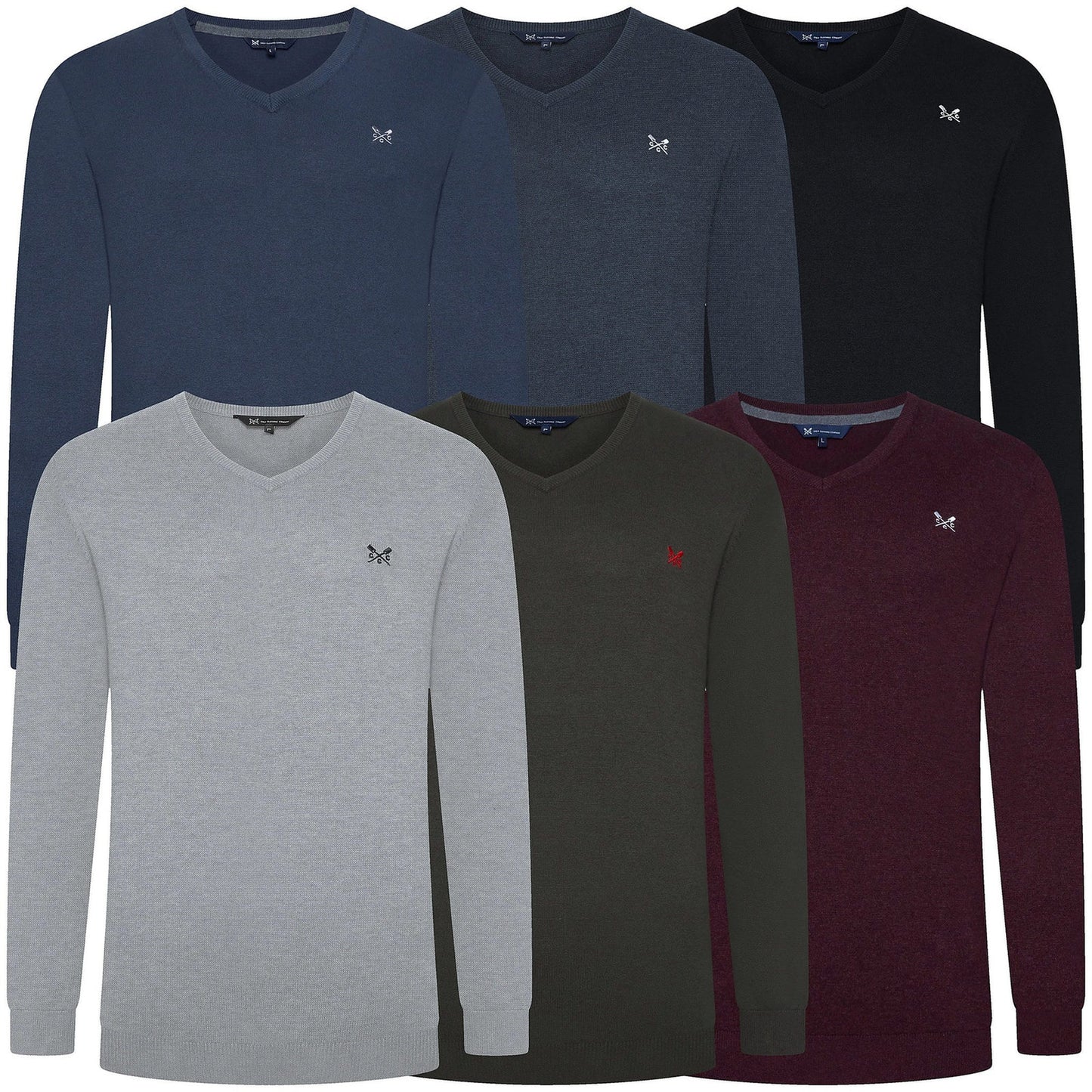 Crew Clothing Mens V Neck Jumper Cotton Knit Sweater Casual Regular Fi - Collar Detail - QHA UK