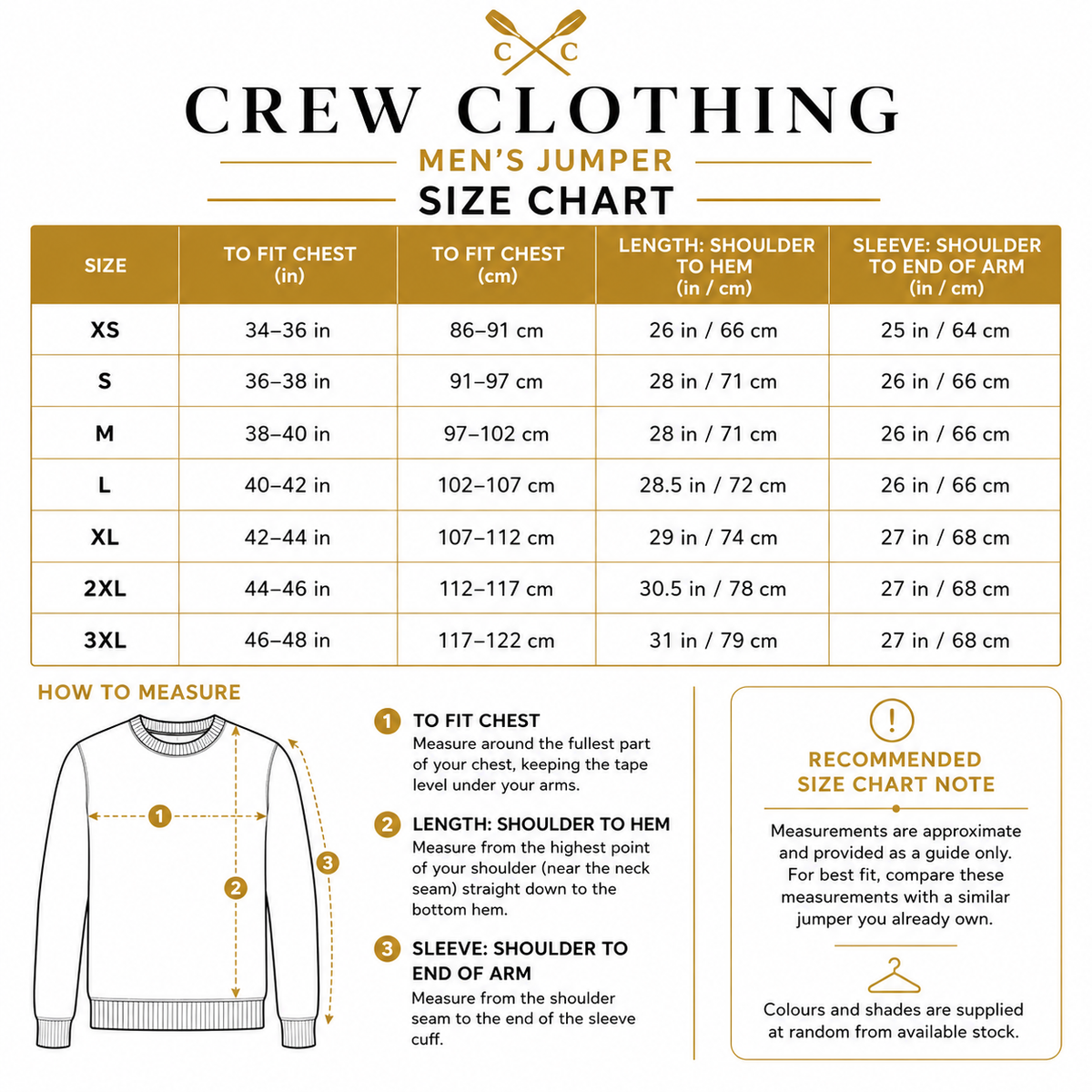 Crew Clothing Men's Cotton Crew Neck Jumper | Random Colour | XS–3XL - Collar Detail - QHA UK