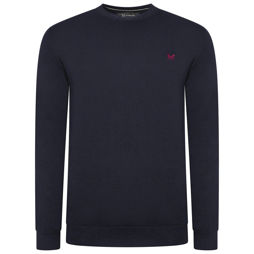 Crew Clothing Men's Cotton Crew Neck Jumper | Random Colour | XS–3XL - Collar Detail - QHA UK