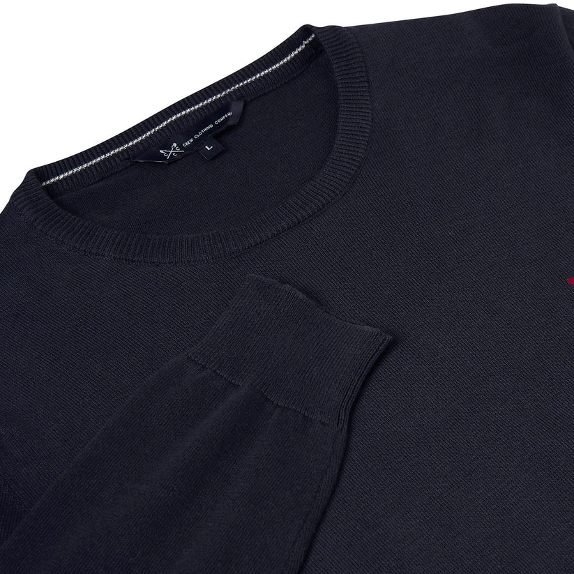 Crew Clothing Men's Cotton Crew Neck Jumper | Random Colour | XS–3XL - Collar Detail - QHA UK