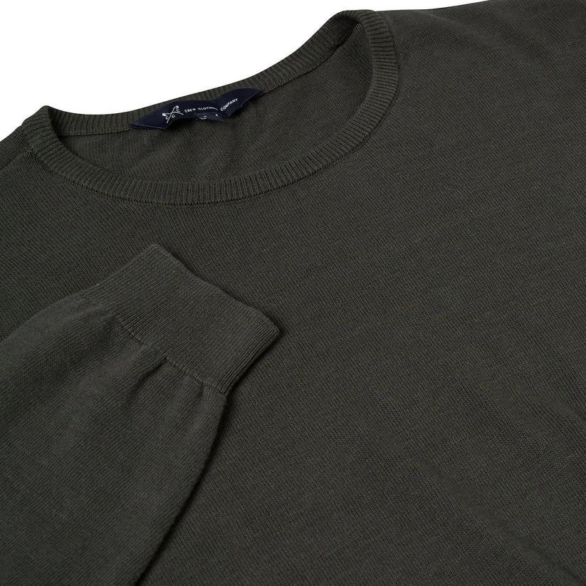 Crew Clothing Men's Cotton Crew Neck Jumper | Random Colour | XS–3XL - Collar Detail - QHA UK