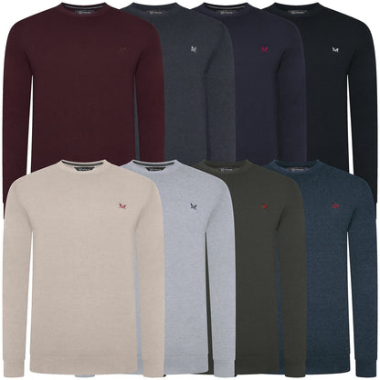 Crew Clothing Men's Cotton Crew Neck Jumper | Random Colour | XS–3XL - Collar Detail - QHA UK