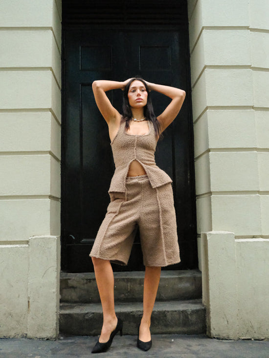 Ensogirl Unisex Brown Wool Handmade Shorts | Made to Measure | QHA UK - QHA UK