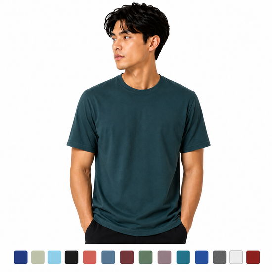 D555 Premium Weight Combed Cotton Crew Neck T-shirts in Size M to XXL, - QHA UK