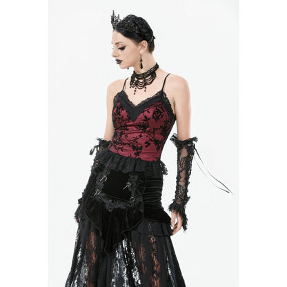 Dark in Love Women's Gothic Camisole Top Althea Lace-Trimmed Velvet - QHA UK