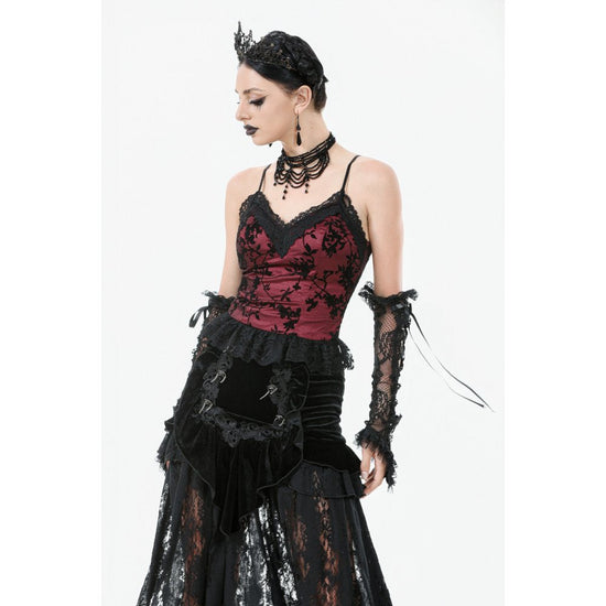 Dark in Love Women's Gothic Camisole Top Althea Lace-Trimmed Velvet - QHA UK
