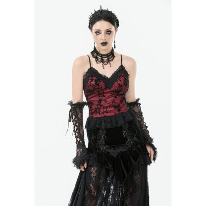 Dark in Love Women's Gothic Camisole Top Althea Lace-Trimmed Velvet - QHA UK