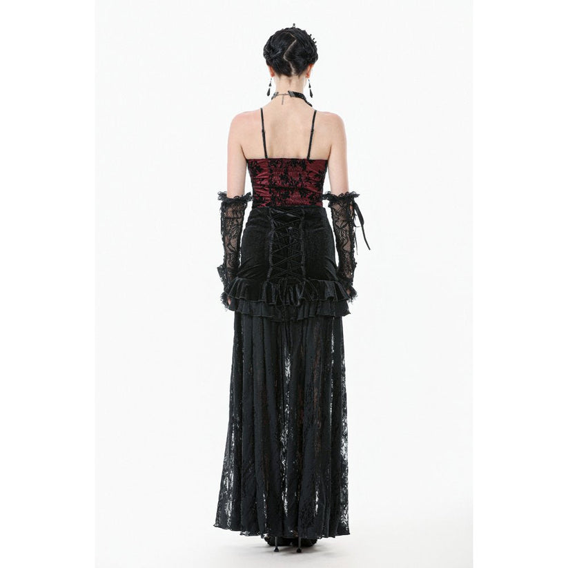 Dark in Love Women's Gothic Camisole Top Althea Lace-Trimmed Velvet - QHA UK