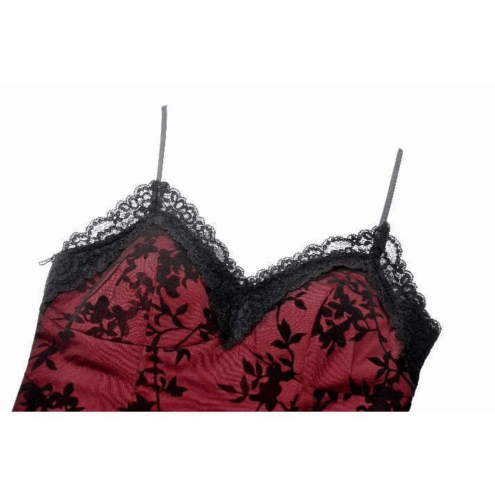 Dark in Love Women's Gothic Camisole Top Althea Lace-Trimmed Velvet - QHA UK