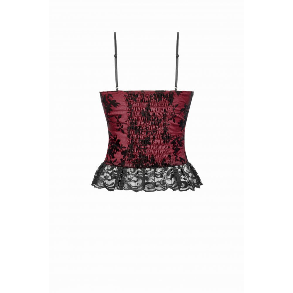 Dark in Love Women's Gothic Camisole Top Althea Lace-Trimmed Velvet - QHA UK