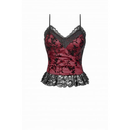 Dark in Love Women's Gothic Camisole Top Althea Lace-Trimmed Velvet - QHA UK