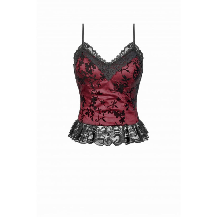 Dark in Love Women's Gothic Camisole Top Althea Lace-Trimmed Velvet - QHA UK