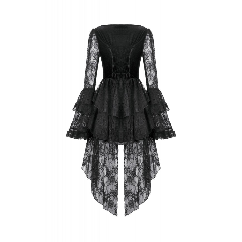 Dark in Love Gothic Dress Anastasia Velvet and Lace Embroidered - QHA UK