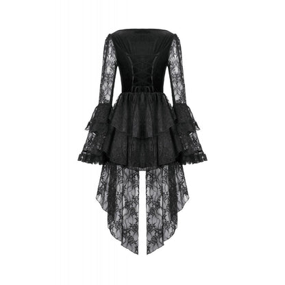 Dark in Love Gothic Dress Anastasia Velvet and Lace Embroidered - QHA UK