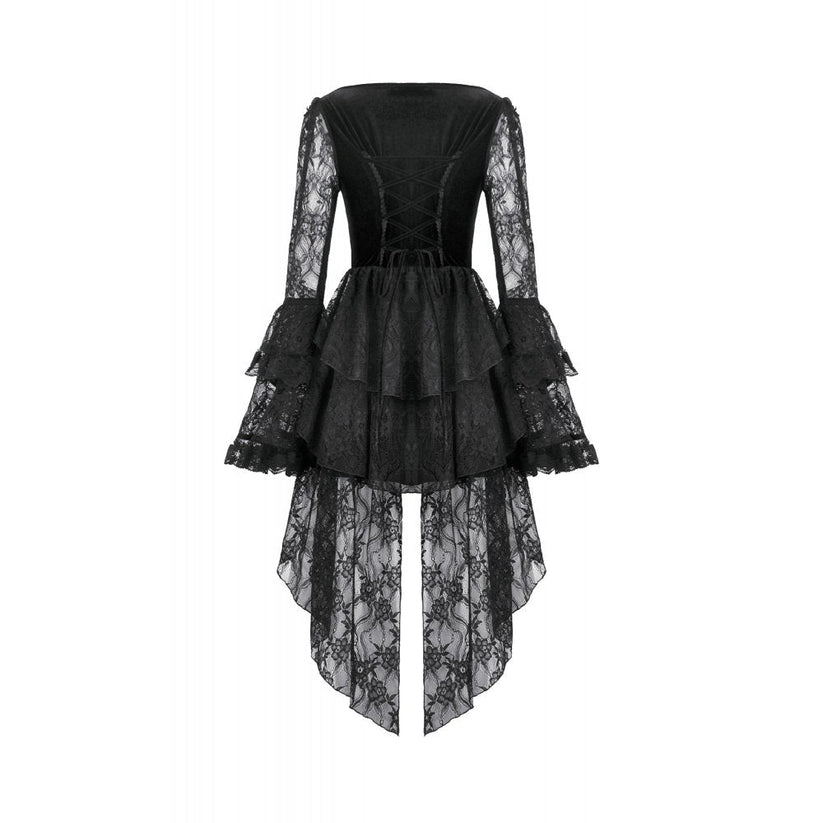 Dark in Love Gothic Dress Anastasia Velvet and Lace Embroidered - QHA UK