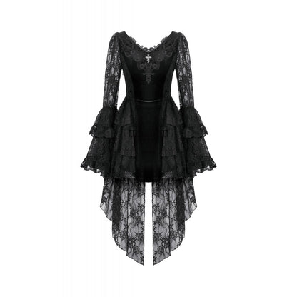 Dark in Love Gothic Dress Anastasia Velvet and Lace Embroidered - QHA UK