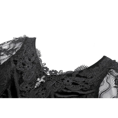 Dark in Love Gothic Dress Anastasia Velvet and Lace Embroidered - QHA UK