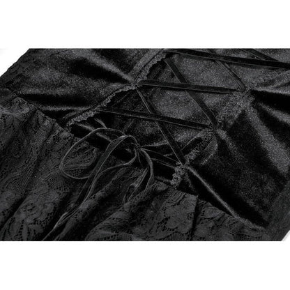 Dark in Love Gothic Dress Anastasia Velvet and Lace Embroidered - QHA UK