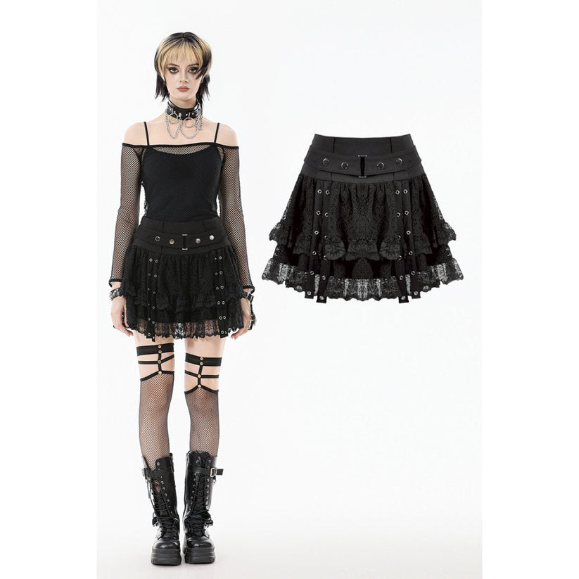 Dark in Love Skirt Astrid Lace Buckle UK 8-22 - QHA UK