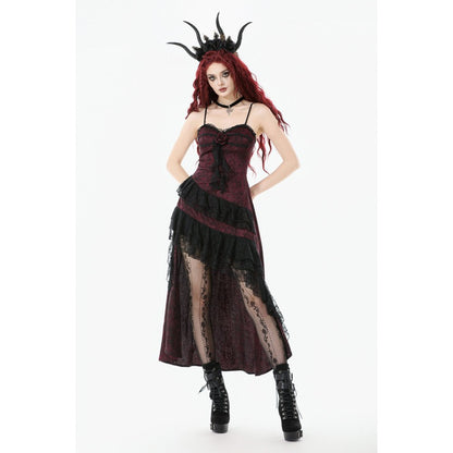 Dark in Love Dress Belladonna Burgundy Brocade and Lace UK 8-18 - QHA UK