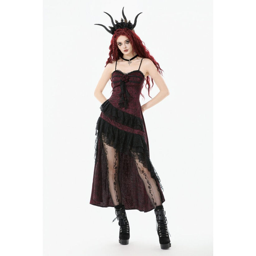 Dark in Love Dress Belladonna Burgundy Brocade and Lace UK 8-18 - QHA UK
