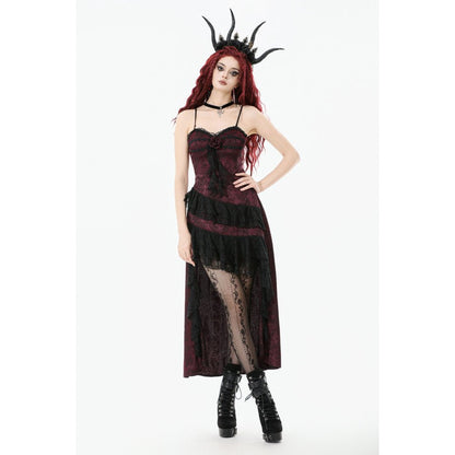 Dark in Love Dress Belladonna Burgundy Brocade and Lace UK 8-18 - QHA UK