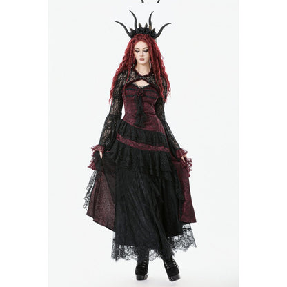 Dark in Love Dress Belladonna Burgundy Brocade and Lace UK 8-18 - QHA UK