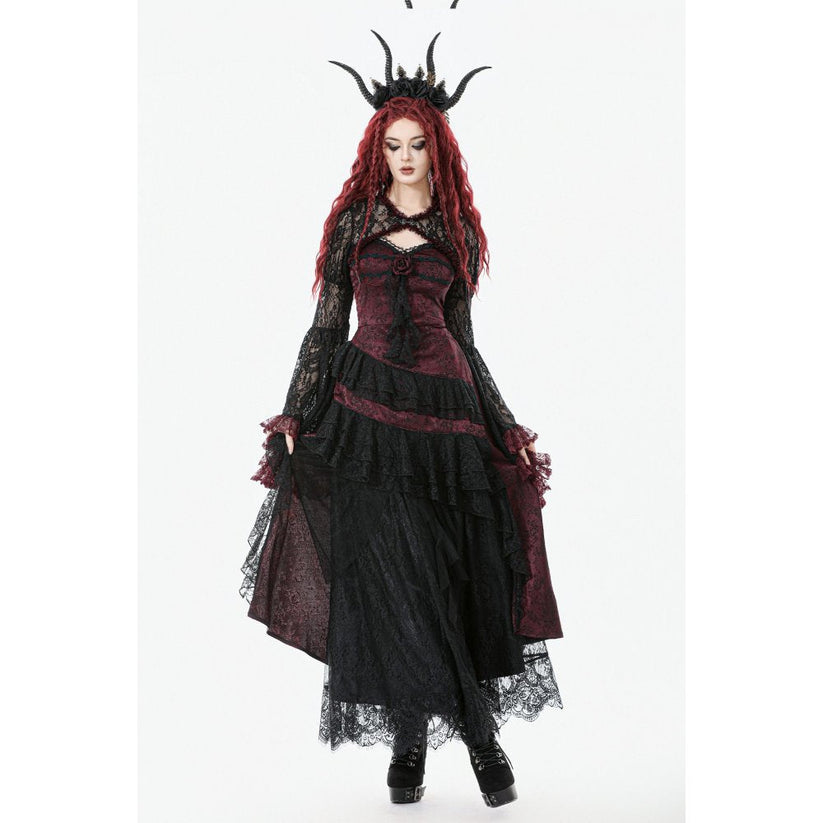Dark in Love Dress Belladonna Burgundy Brocade and Lace UK 8-18 - QHA UK