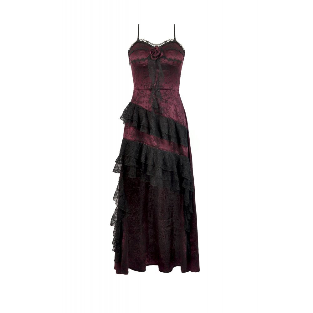 Dark in Love Dress Belladonna Burgundy Brocade and Lace UK 8-18 - QHA UK